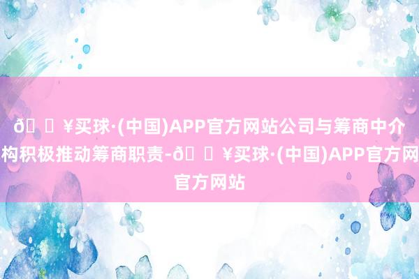 🔥买球·(中国)APP官方网站公司与筹商中介机构积极推动筹商职责-🔥买球·(中国)APP官方网站