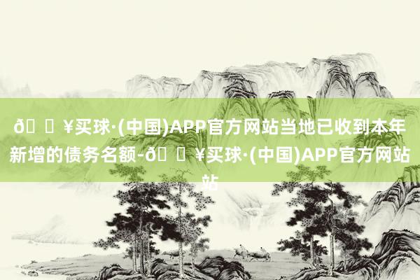 🔥买球·(中国)APP官方网站当地已收到本年新增的债务名额-🔥买球·(中国)APP官方网站