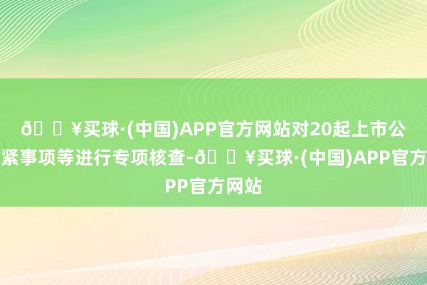 🔥买球·(中国)APP官方网站对20起上市公司要紧事项等进行专项核查-🔥买球·(中国)APP官方网站