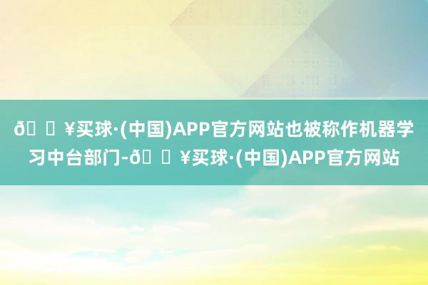 🔥买球·(中国)APP官方网站也被称作机器学习中台部门-🔥买球·(中国)APP官方网站