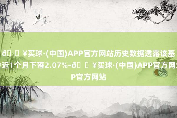 🔥买球·(中国)APP官方网站历史数据透露该基金近1个月下落2.07%-🔥买球·(中国)APP官方网站